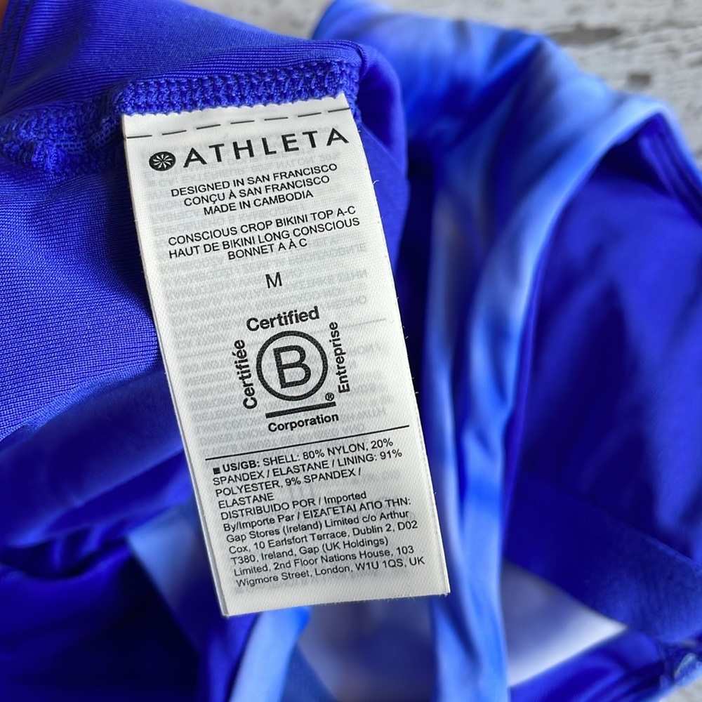 Athleta Conscious Crop Bikini Top A-C  Sz M - Picture 7 of 9